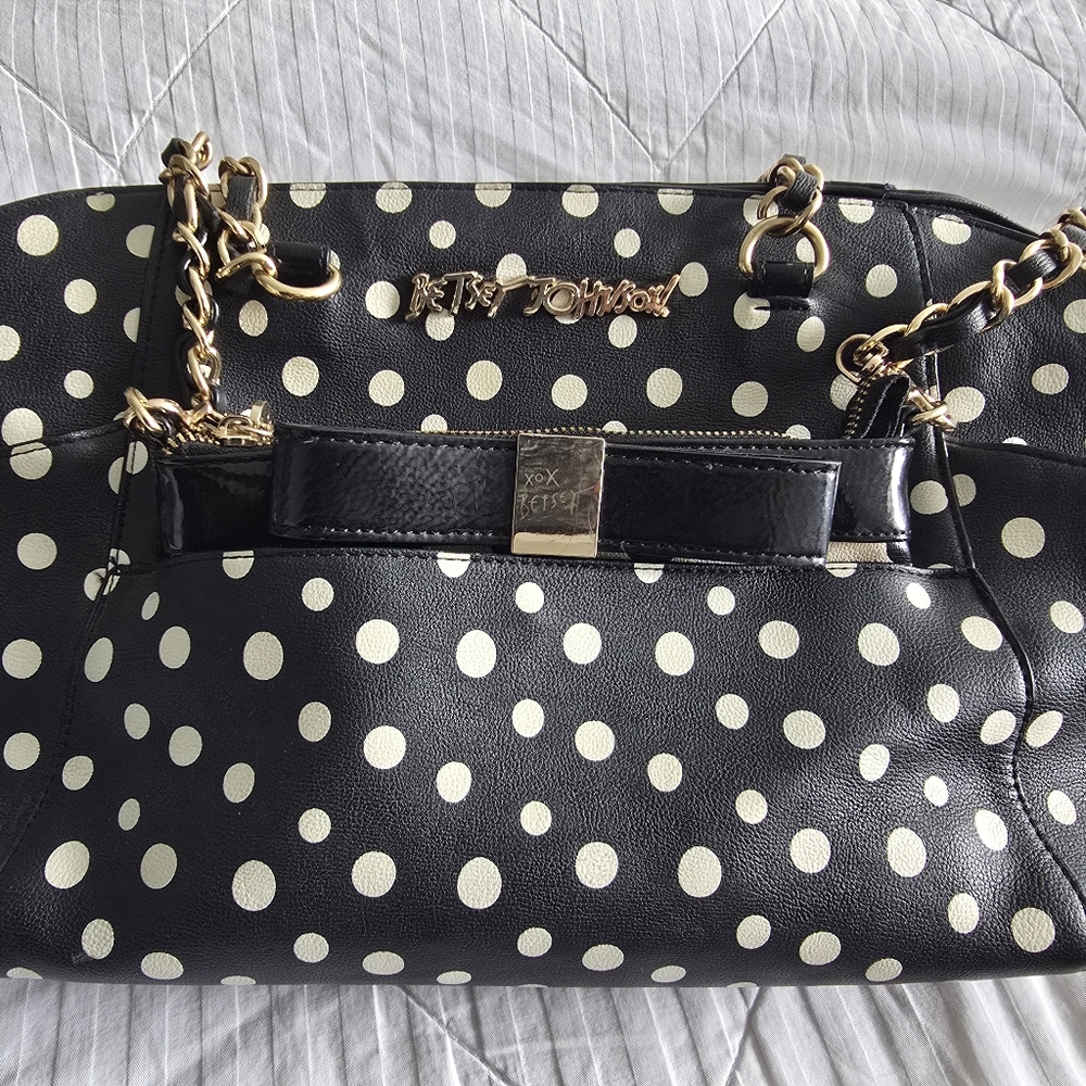 Betsey Johnson Black and White Polka Dot Bag and Clutch